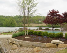 retaining wall garden rock bed