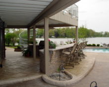 outdoor bar under balcony