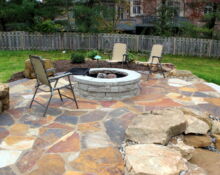 outdoor fireplace stone patio