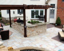 outdoor kitchen installation lighting shade structures