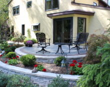 retaining wall brick patio lucas landscaping