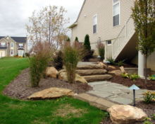 stone staircase pathway balcony installation
