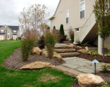 stone staircase pathway balcony installation