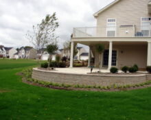 stone patio pillars balcony retaining wall installation