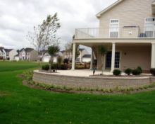 stone patio pillars balcony retaining wall installation