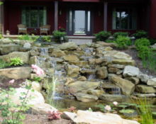 backyard waterfall pond landscaping