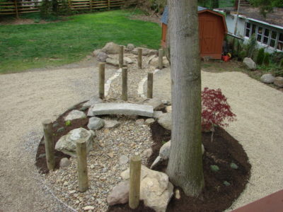 gravel garden stone bridge backyard garden