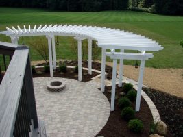 shade structures fire pit stone patio